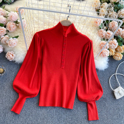 Elegant high neck long sleeve sweater  021