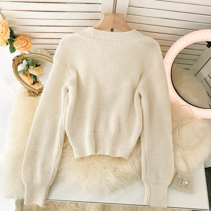 Lovely bow-knot long-sleeved cardigan sweater  009