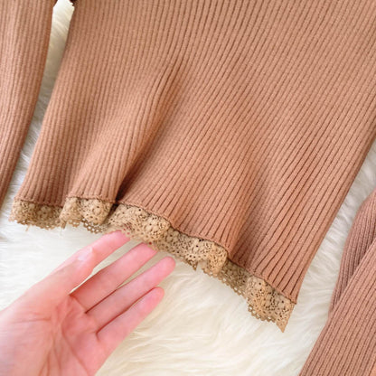 Simple Cardigan Lace Long Sleeve Sweater  020