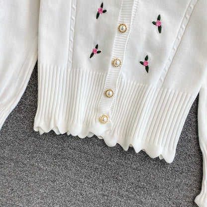 Cute cardigan long sleeve short sweater 002