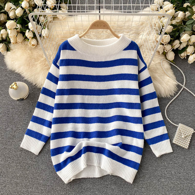 Cute striped long sleeve sweater 004
