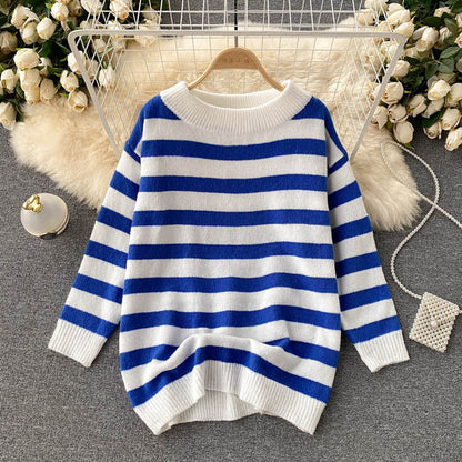 Cute striped long sleeve sweater 004