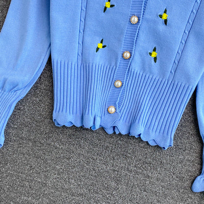 Cute cardigan long sleeve short sweater 002