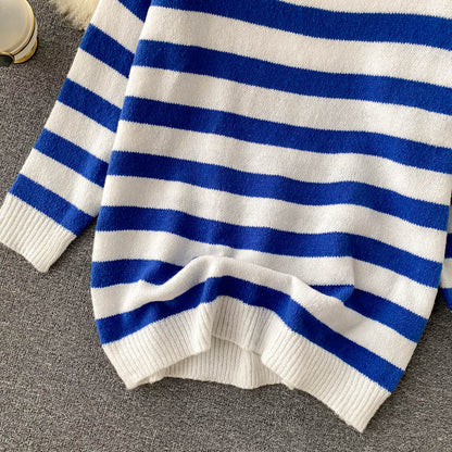 Cute striped long sleeve sweater 004