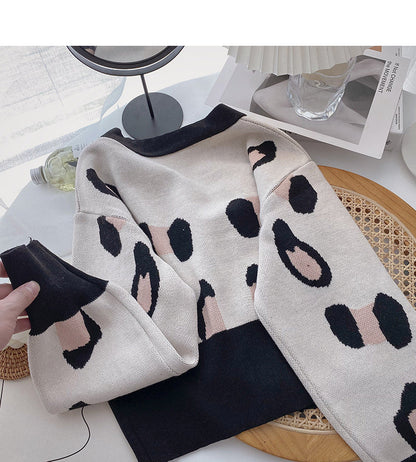 Korean minority design fashion retro printed long sleeve short top  6539