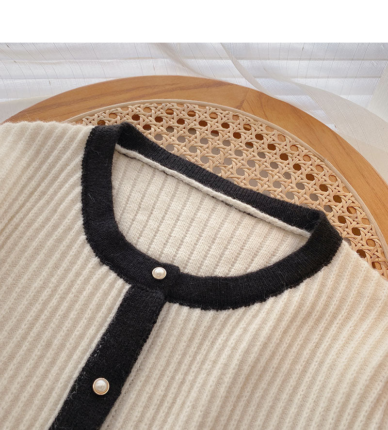 New Korean color blocking long sleeve top  5895