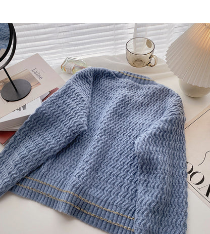 Minority design retro lazy round neck pearl button top  5893