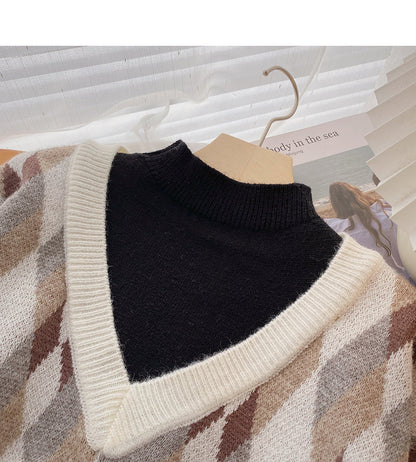 New Korean loose long sleeve fake two-piece top  5972