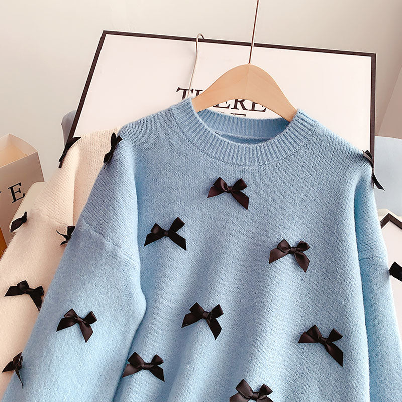 Gentle bow sweater sweater sweater top  5120