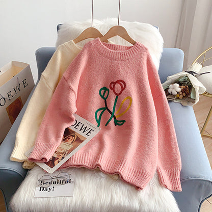 Mori women's tulip embroidered sweater  5181