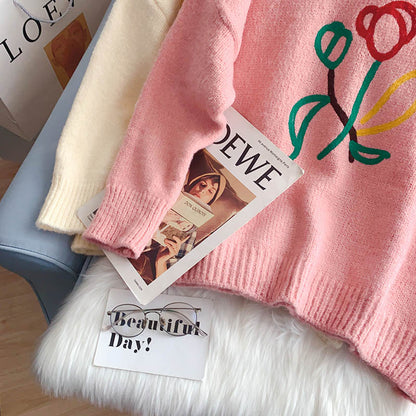 Mori women's tulip embroidered sweater  5181