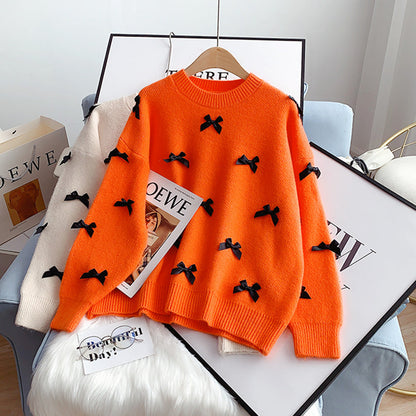 Gentle bow sweater sweater sweater top  5120