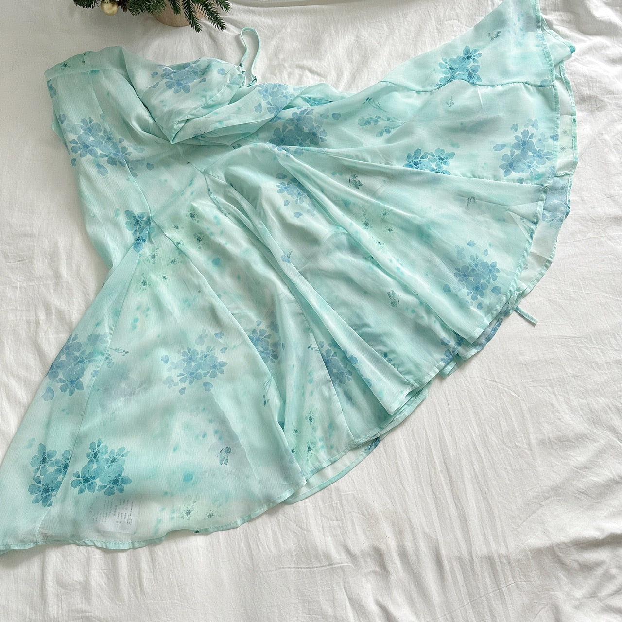 Sexy Mermaid Spaghetti Straps Floral Blue Summer Dress Holiday Party Outfits For Women DP0085