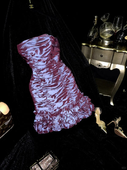 Purple Fashion Homecoming Dress Short Satin Party Dress Birthday Dress gh4455