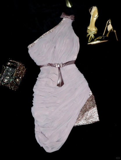 Purple Homecoming Dress Fashion Beaded Short Tulle Ball Gown Evening Dress gh4419