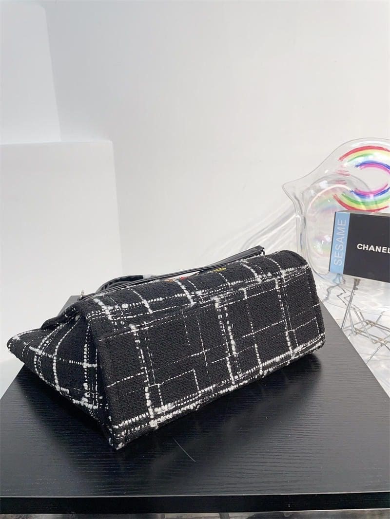 CHANEL Rainbow Black Tweed Deauville Tote Black
