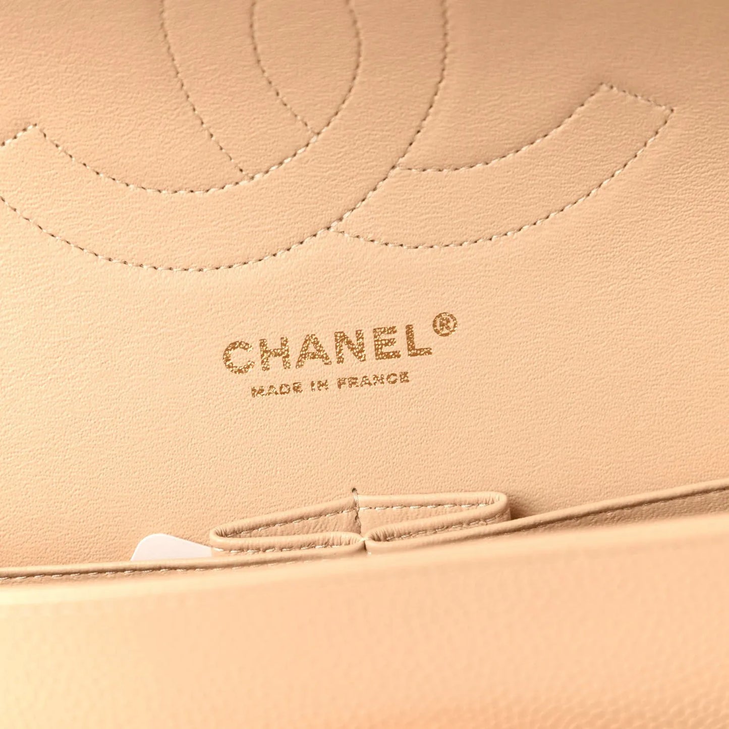 CHANEL Caviar Quilted Jumbo Double Flap Light Beige