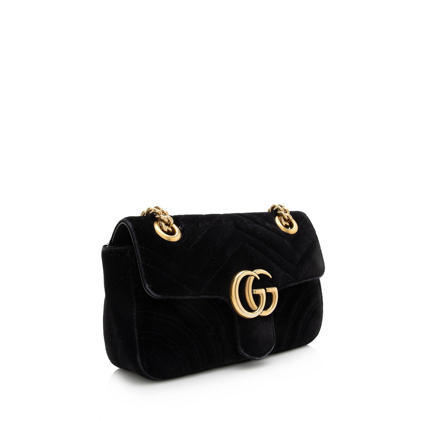 GUCCI Matelasse Velvet GG Marmont Mini Shoulder Bag (SHF-22601)