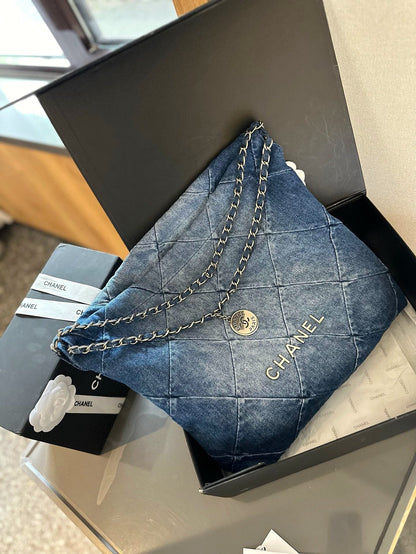 CHANEL 22 In Denim Small Handbag
