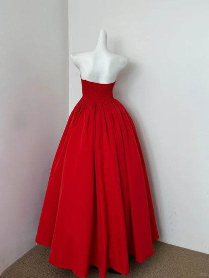 Red elegant long satin ball gown evening dress party dress gh4476