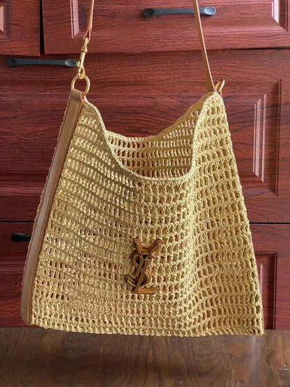 SAINT LAURENT Oxalis crochet raffia shoulder bag