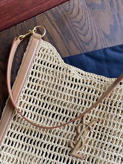 SAINT LAURENT Oxalis crochet raffia shoulder bag