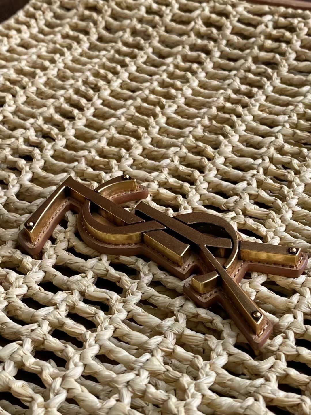 SAINT LAURENT Oxalis crochet raffia shoulder bag