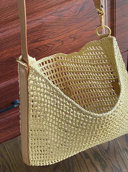 SAINT LAURENT Oxalis crochet raffia shoulder bag