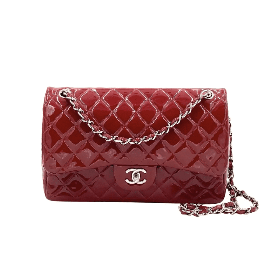 Chanel Classique patent leather red handbag