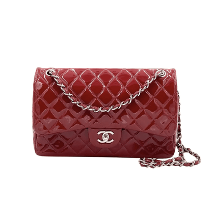 Chanel Classique patent leather red handbag