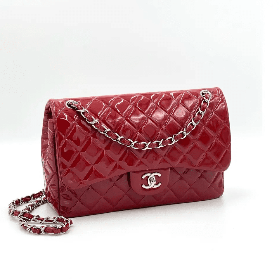 Chanel Classique patent leather red handbag