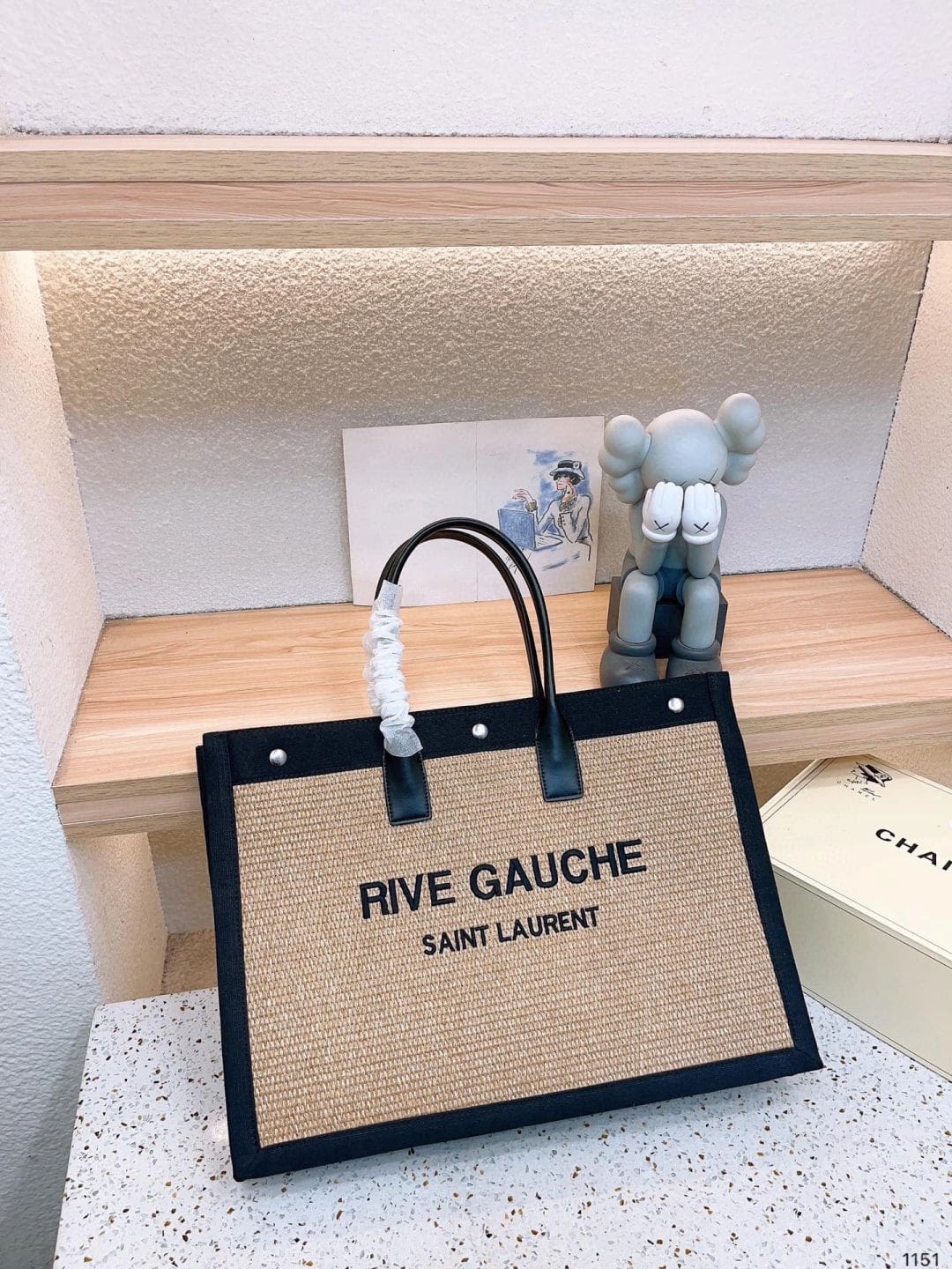 Saint Laurent Rive Gauche Raffia Tote