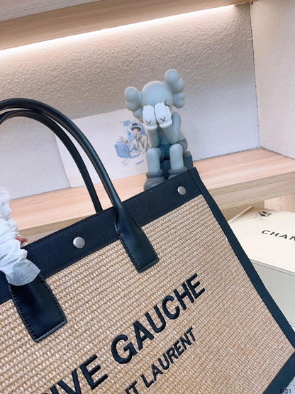 Saint Laurent Rive Gauche Raffia Tote