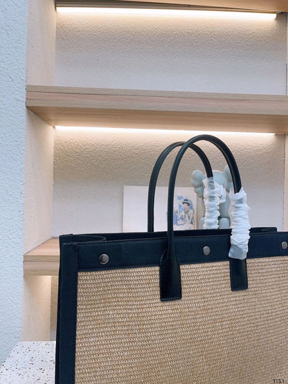 Saint Laurent Rive Gauche Raffia Tote