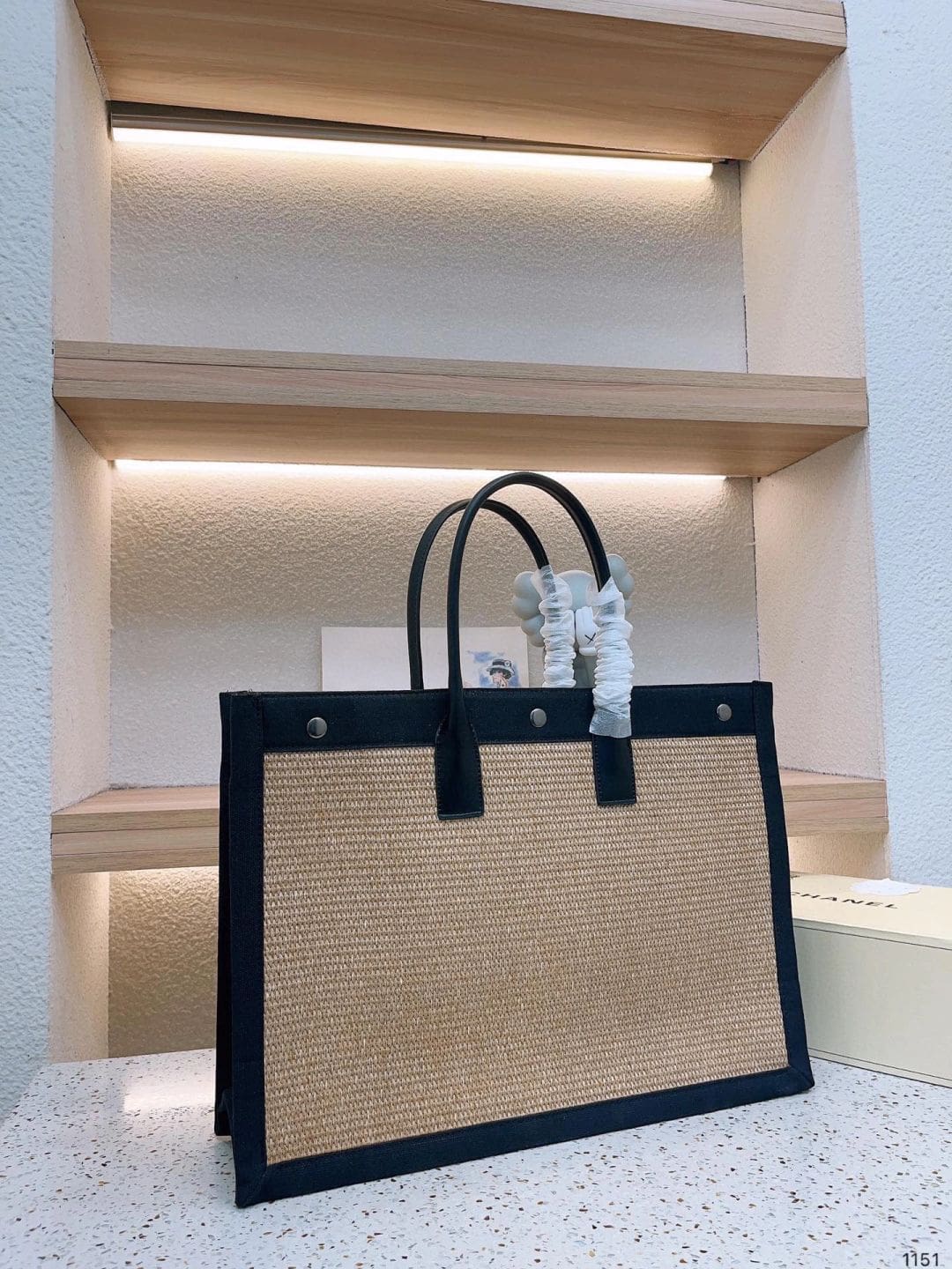Saint Laurent Rive Gauche Raffia Tote