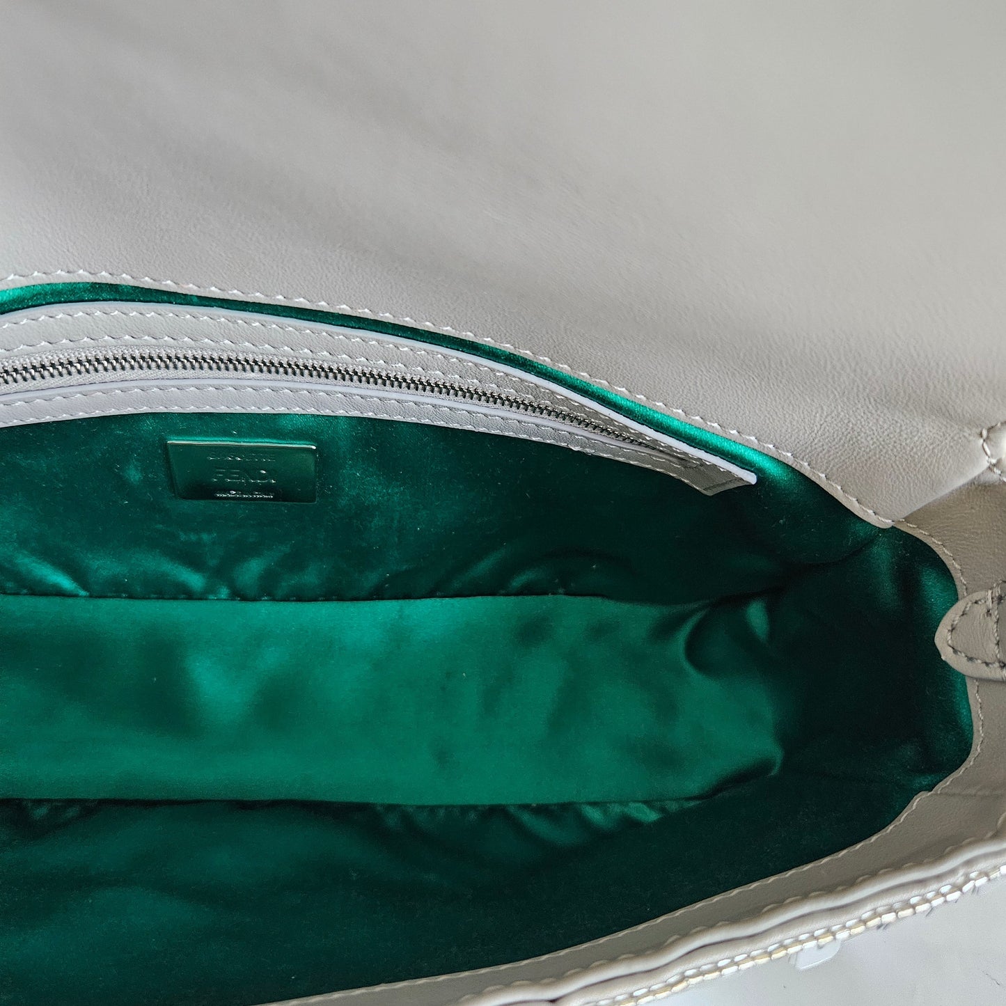 Fendi silver sequin and leather baguette bag