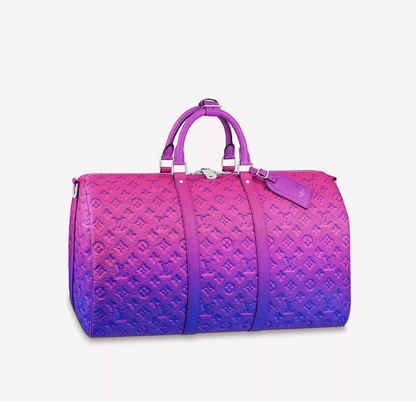 Louis Vuitton Taurillon Illusion Keepall Bandouliere 50 Bleu Rose