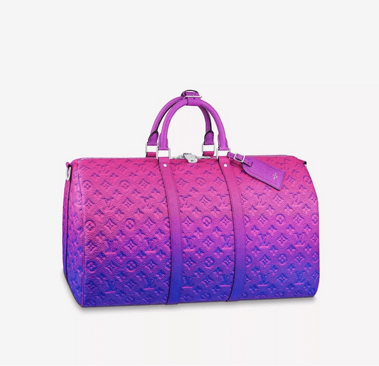 Louis Vuitton Taurillon Illusion Keepall Bandouliere 50 Bleu Rose