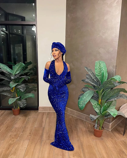 Red Shiny Pretty V Neck Long Bodycon Sexy Sequined Prom Dress Formal Evening Gown Party Dress gh3414