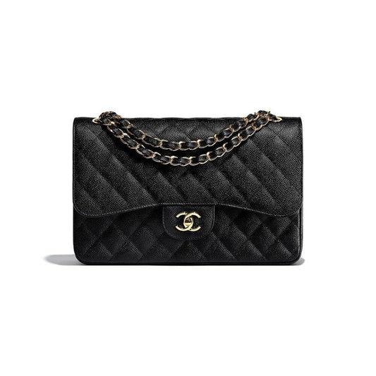 CHANEL LARGE CLASSIC HANDBAG  Grained Calfskin & Gold Metal