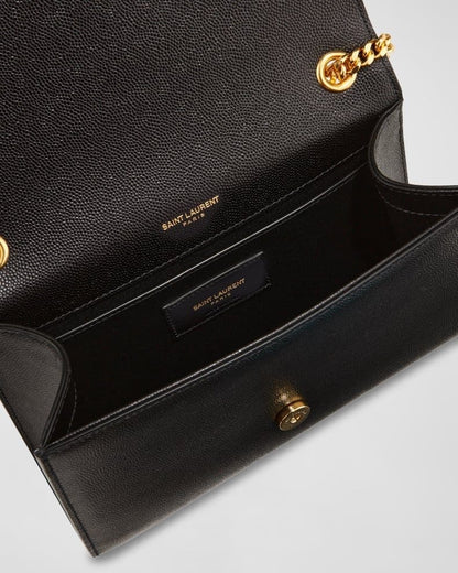 Saint Laurent Kate Small Tassel YSL Wallet on Chain in Grained Leather