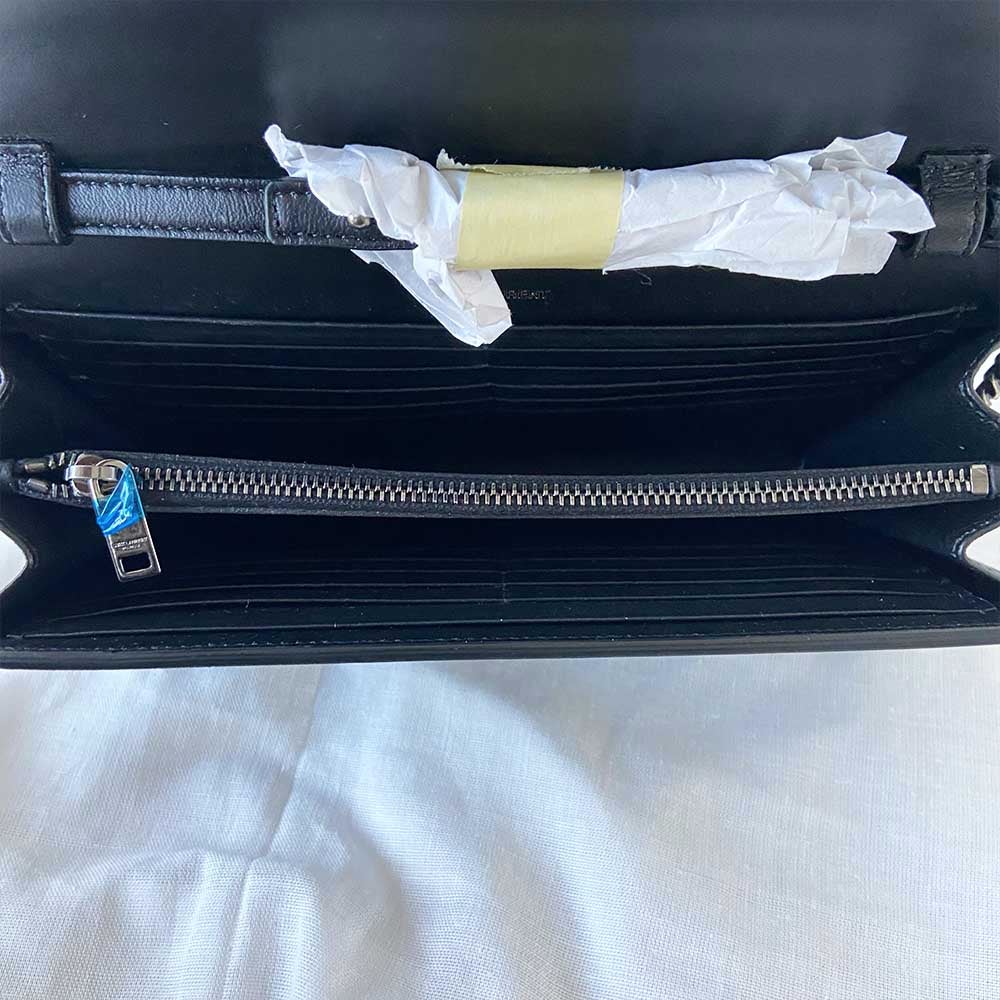 Saint Laurent Bellechasse Shoulder Bag Butterfly Cutout Black Leather Clutch