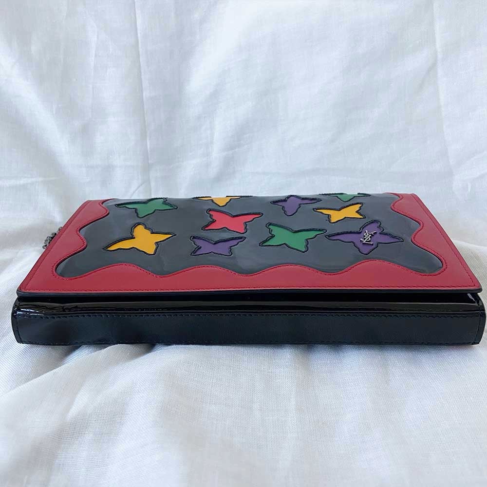 Saint Laurent Bellechasse Shoulder Bag Butterfly Cutout Black Leather Clutch