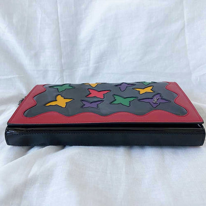 Saint Laurent Bellechasse Shoulder Bag Butterfly Cutout Black Leather Clutch