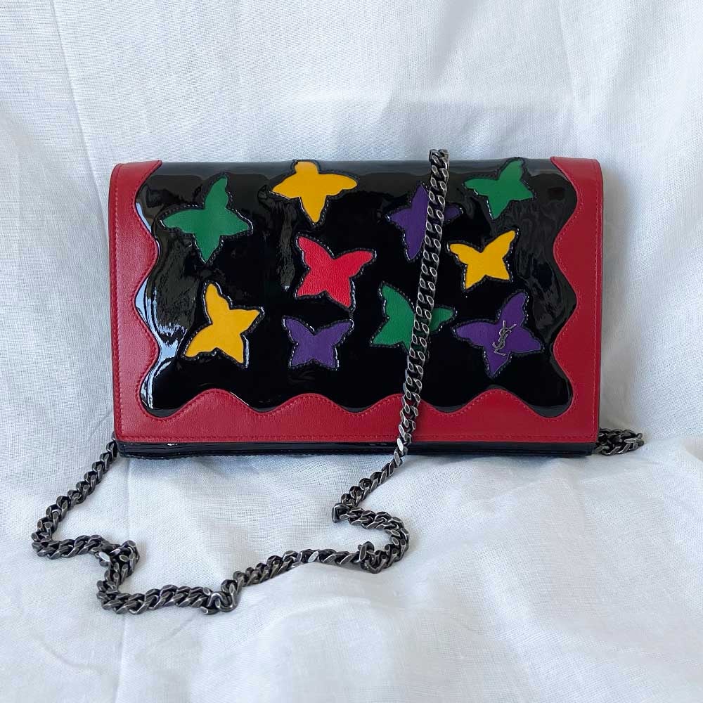 Saint Laurent Bellechasse Shoulder Bag Butterfly Cutout Black Leather Clutch