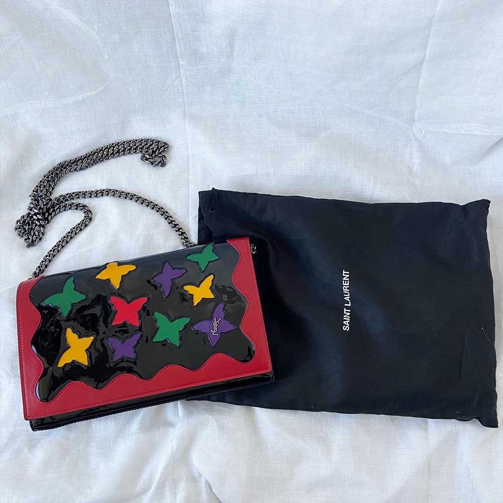 Saint Laurent Bellechasse Shoulder Bag Butterfly Cutout Black Leather Clutch