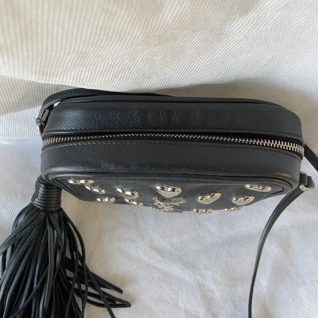Saint Laurent Black Leather Monogram Heart Blogger Crossbody Bag