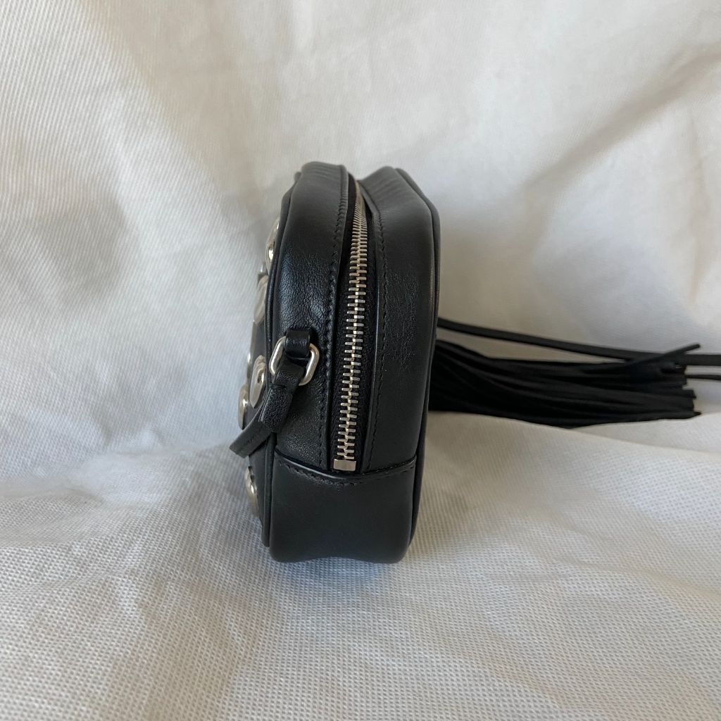 Saint Laurent Black Leather Monogram Heart Blogger Crossbody Bag