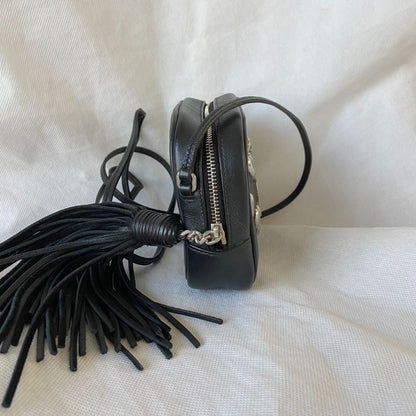 Saint Laurent Black Leather Monogram Heart Blogger Crossbody Bag