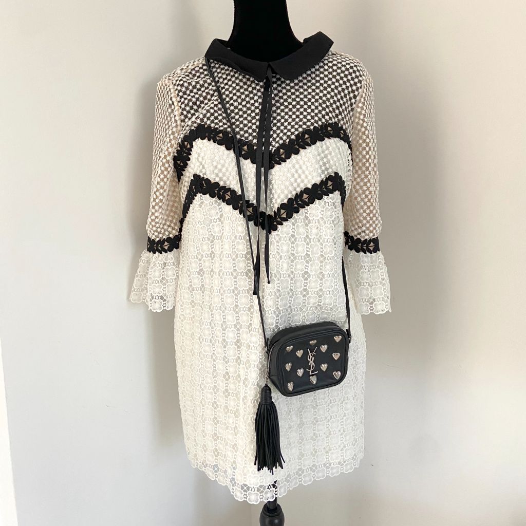 Saint Laurent Black Leather Monogram Heart Blogger Crossbody Bag